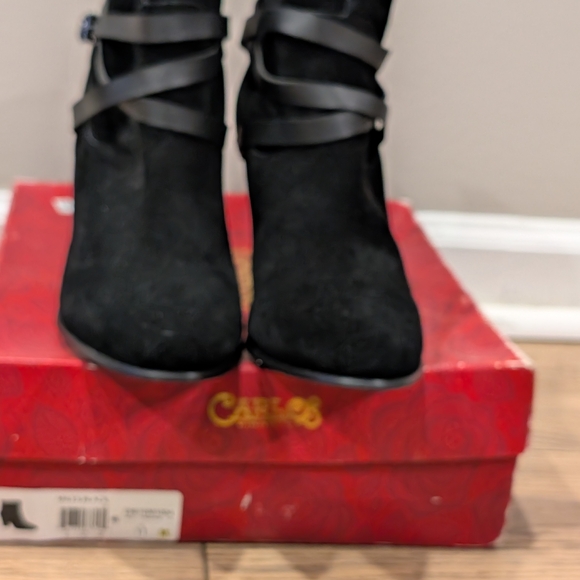 Carlos Santana Black Suede Boots w/ Buckle Straps - Picture 6 of 7